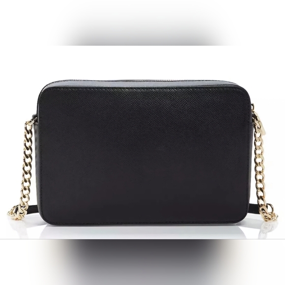 Michael Kors Jet Set Large East West Crossbody Black/Gold Saffiano Handbag Nwt - Picture 2 of 9